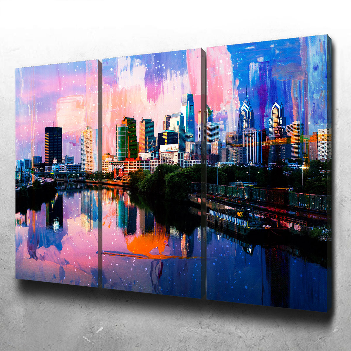 Abstract Philadelphia Skyline Canvas Set