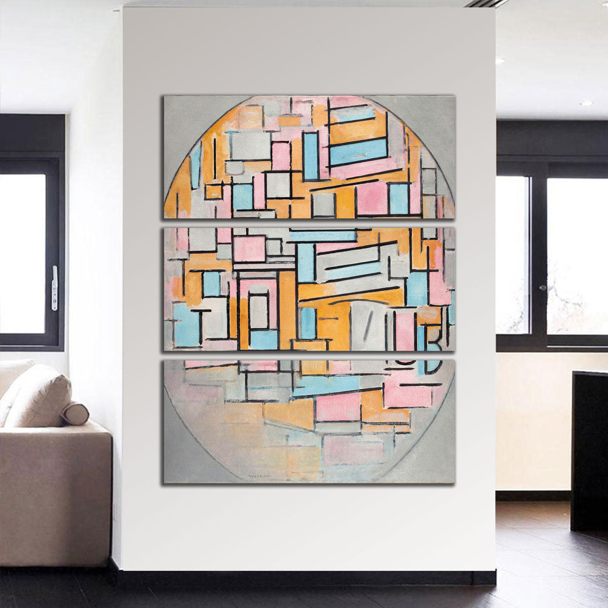 Compositie in ovaal met kleurvlakken Wall Art