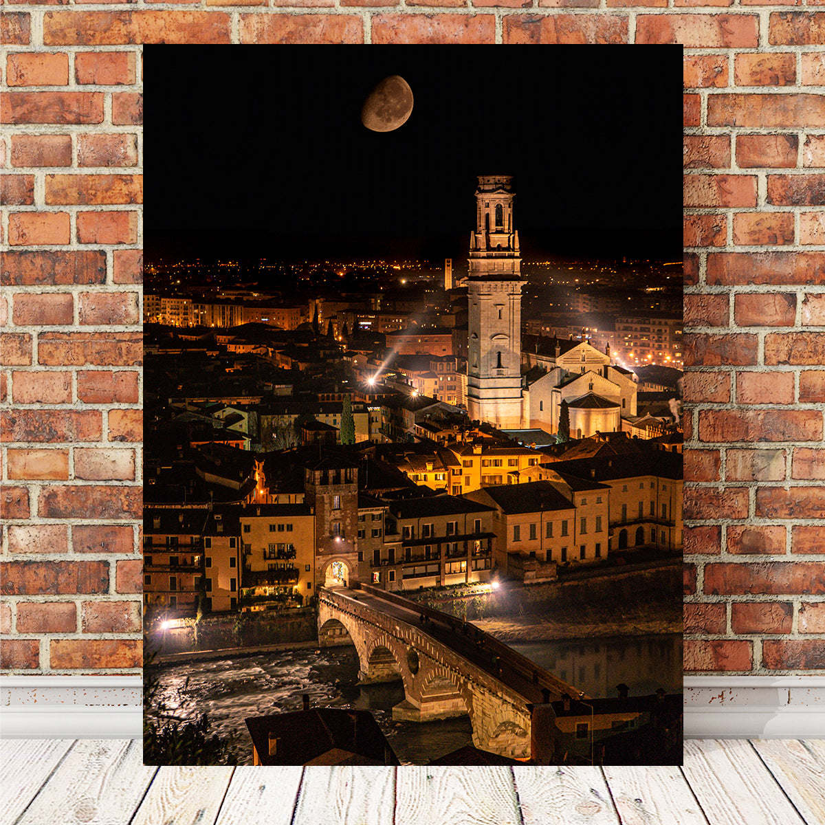 Ponte Pietra by Night Wall Art