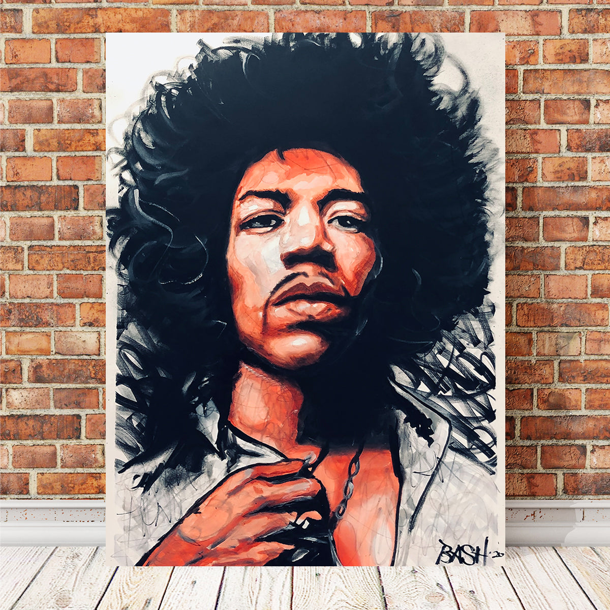 Portrait of Jimi Hendrix Wall Art