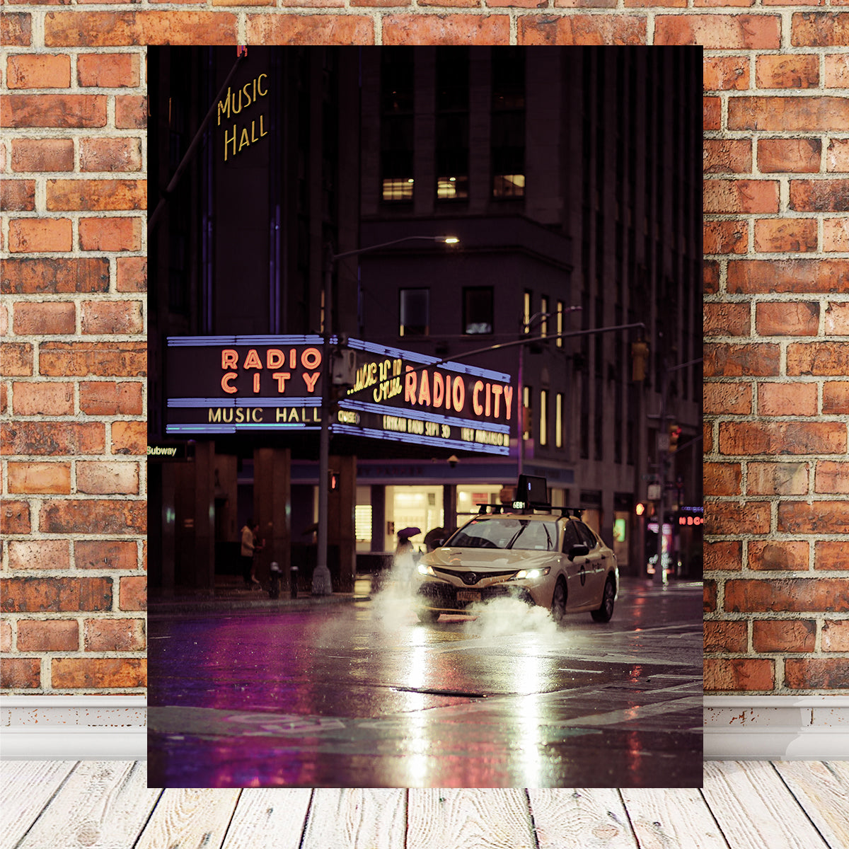 Radio City Rainy Yellow Cab Wall Art