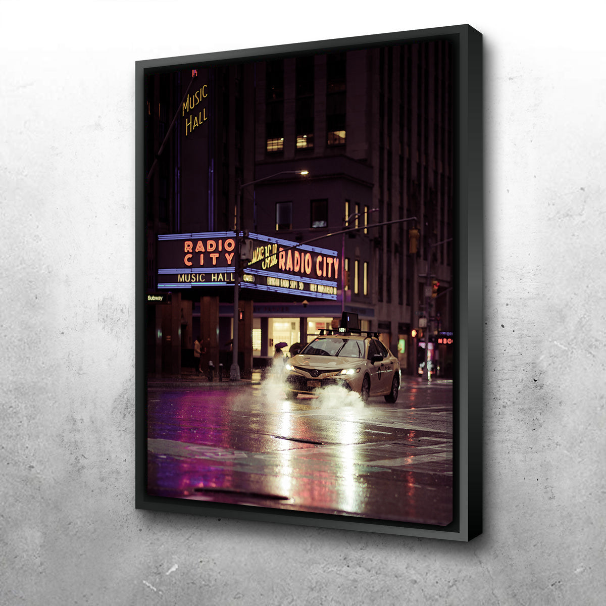 Radio City Rainy Yellow Cab Wall Art