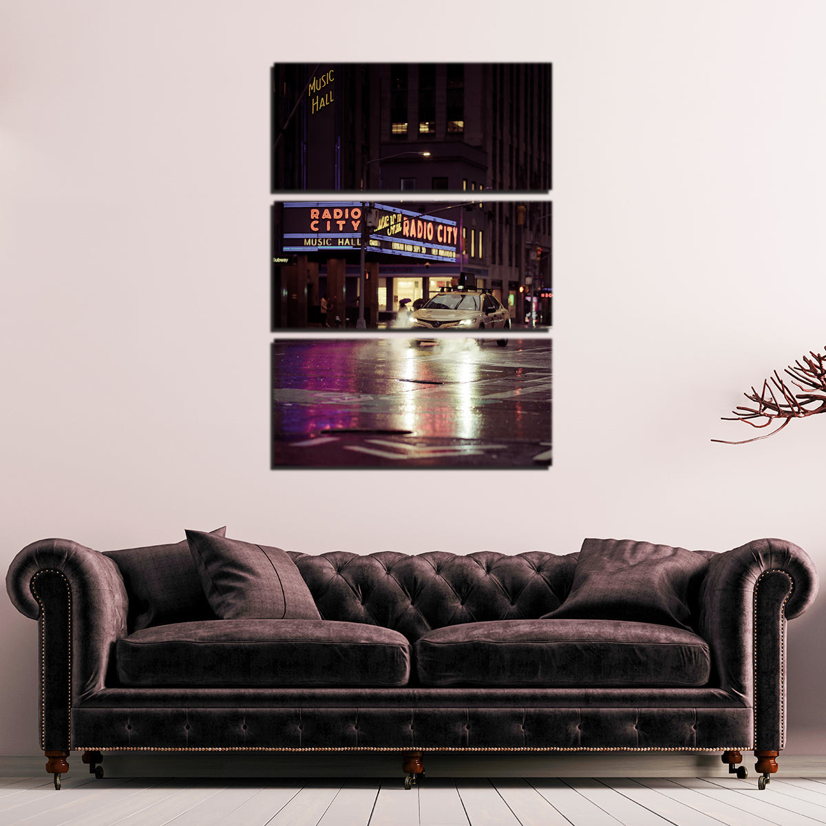 Radio City Rainy Yellow Cab Wall Art