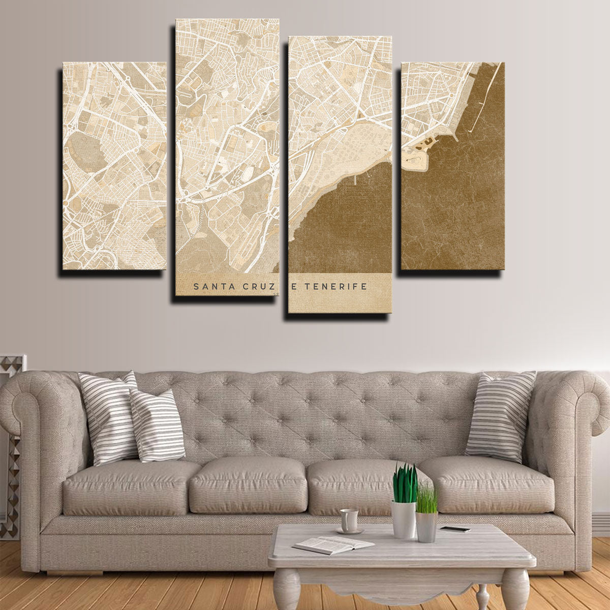 Santa Cruz De Tenerife Map Wall Art
