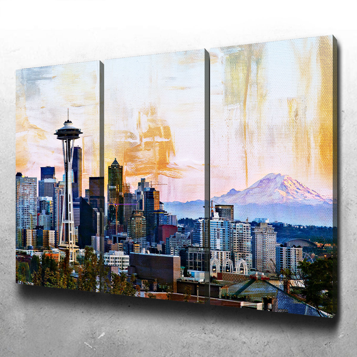Abstract Seattle Skyline Canvas Set