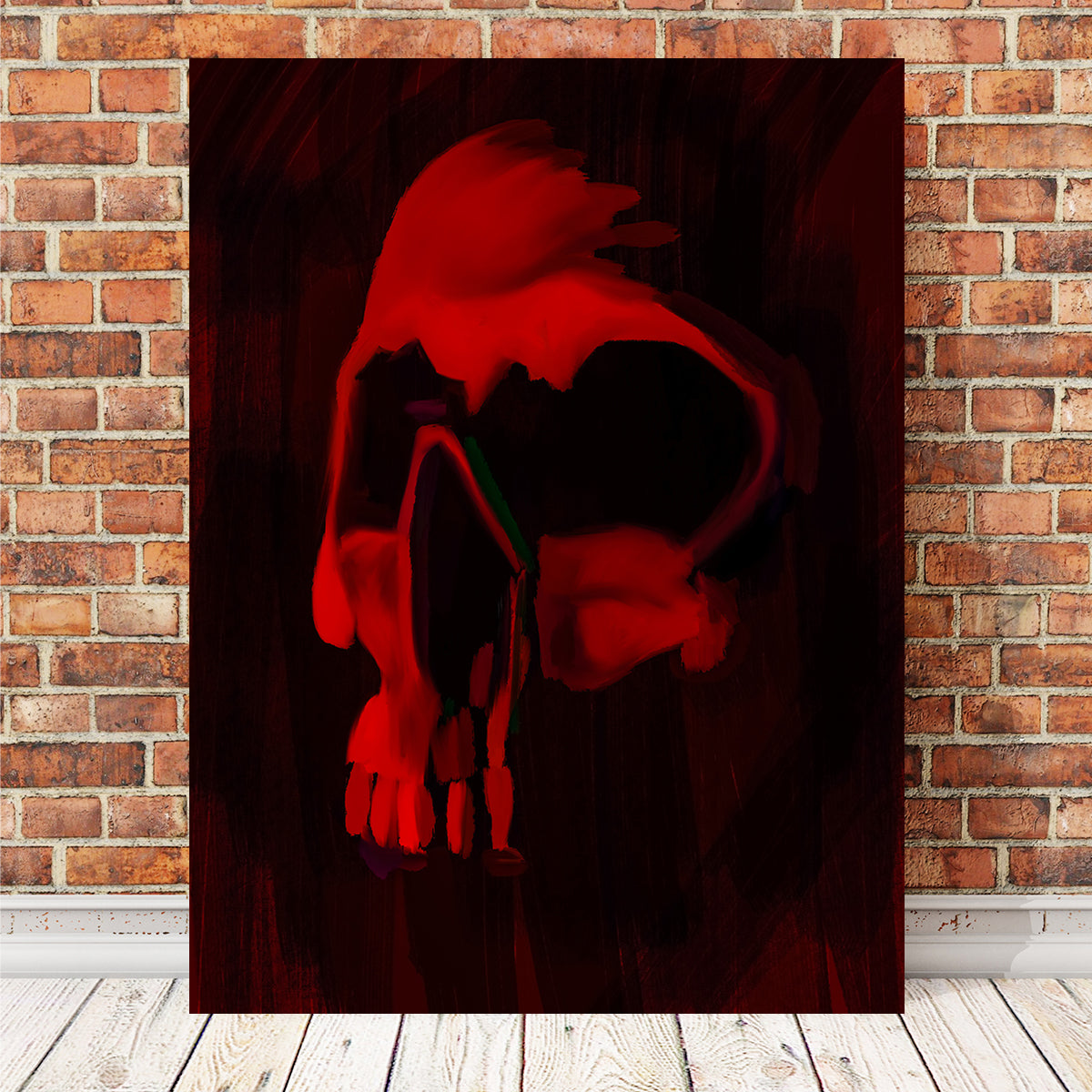 Skull Painted Red Wall Art