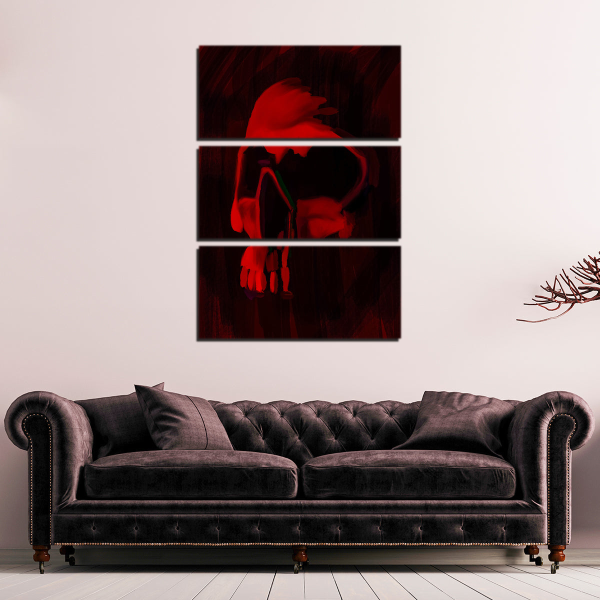 Skull Painted Red Wall Art