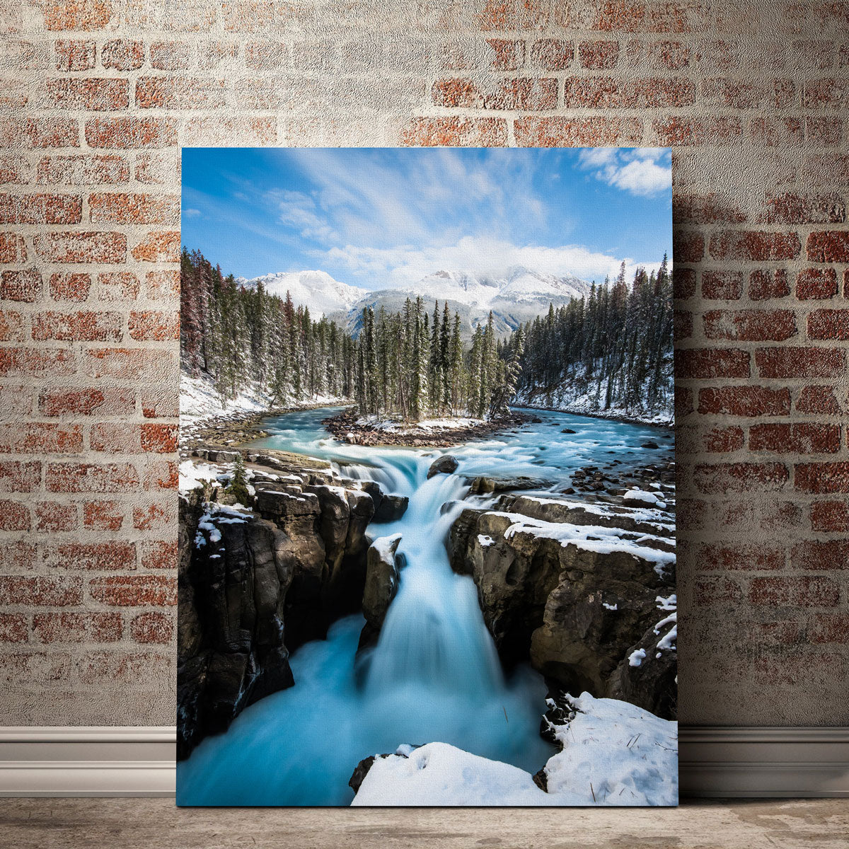Snowy Sunwapta Falls Wall Art