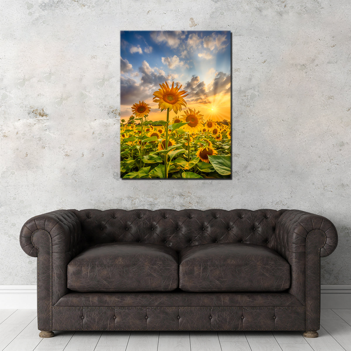 Sunflower Field at Sunset Wall Art