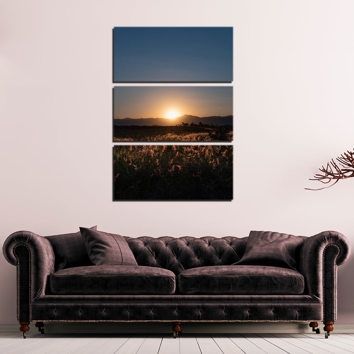 Sunset Over A Field of Flowers Wall Art