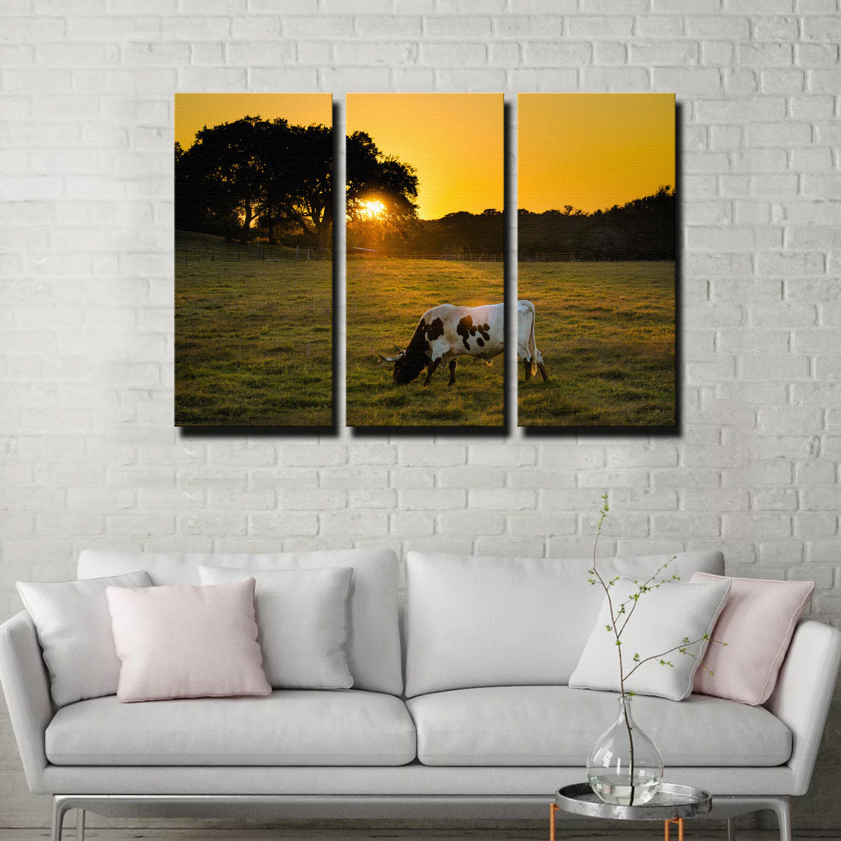 Texas Longhorn at Sunset Wall Art