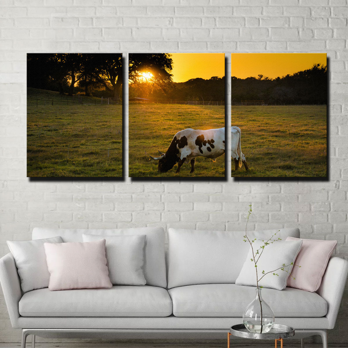 Texas Longhorn at Sunset Wall Art