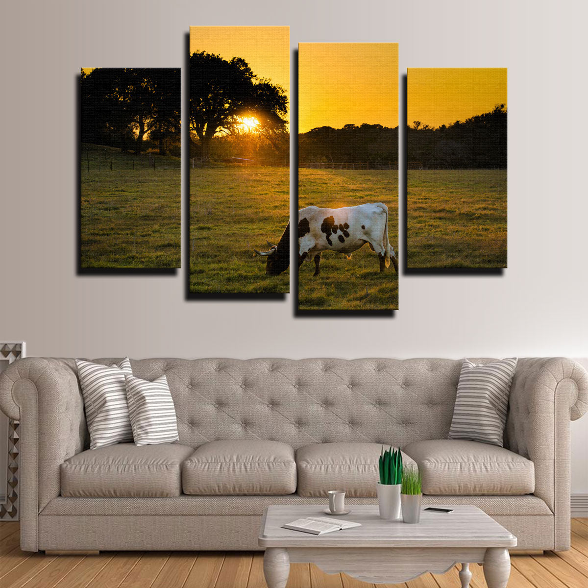 Texas Longhorn at Sunset Wall Art