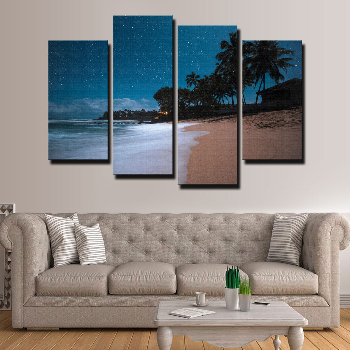 Tropical Beach Night Wall Art