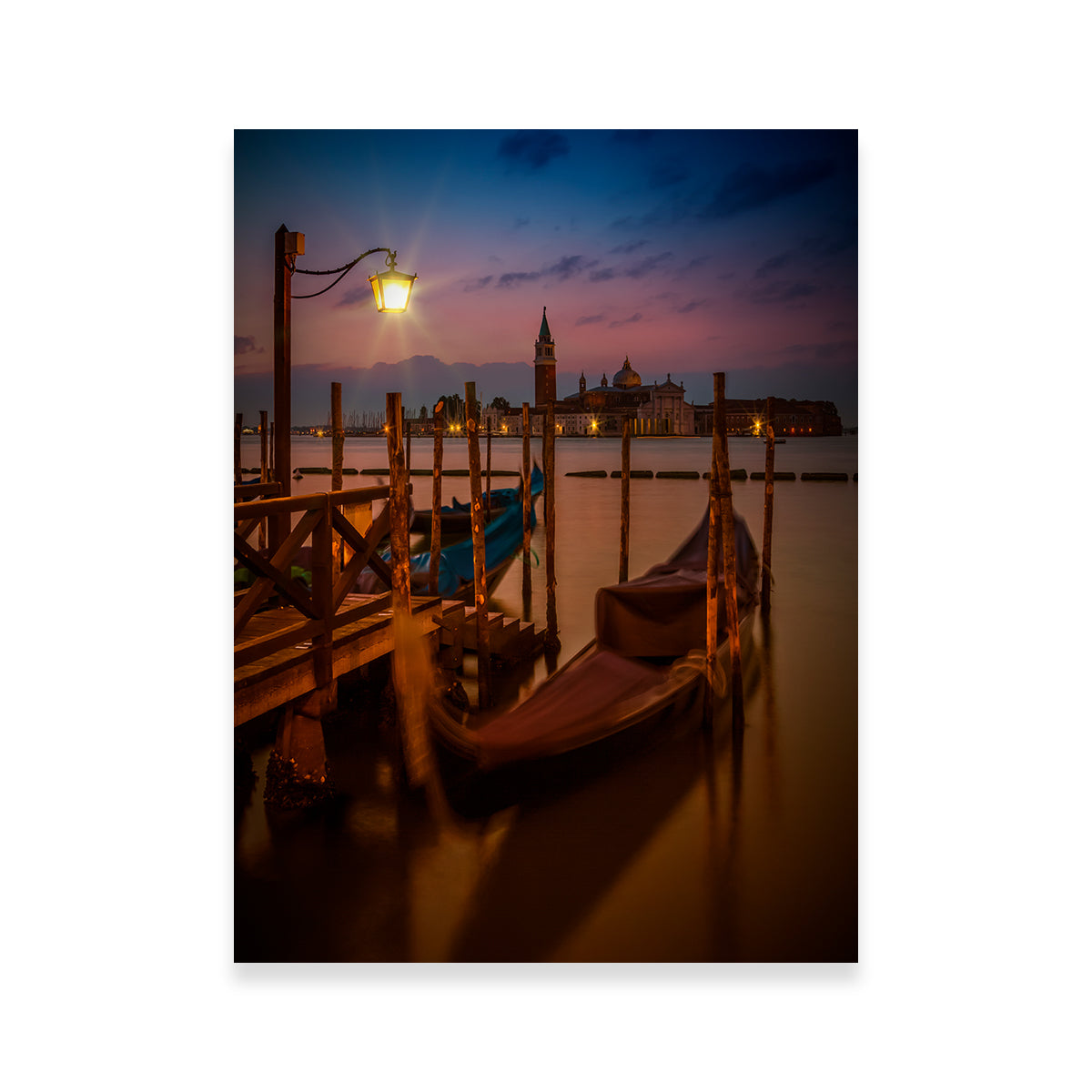 Venice Gondolas During Blue Hour