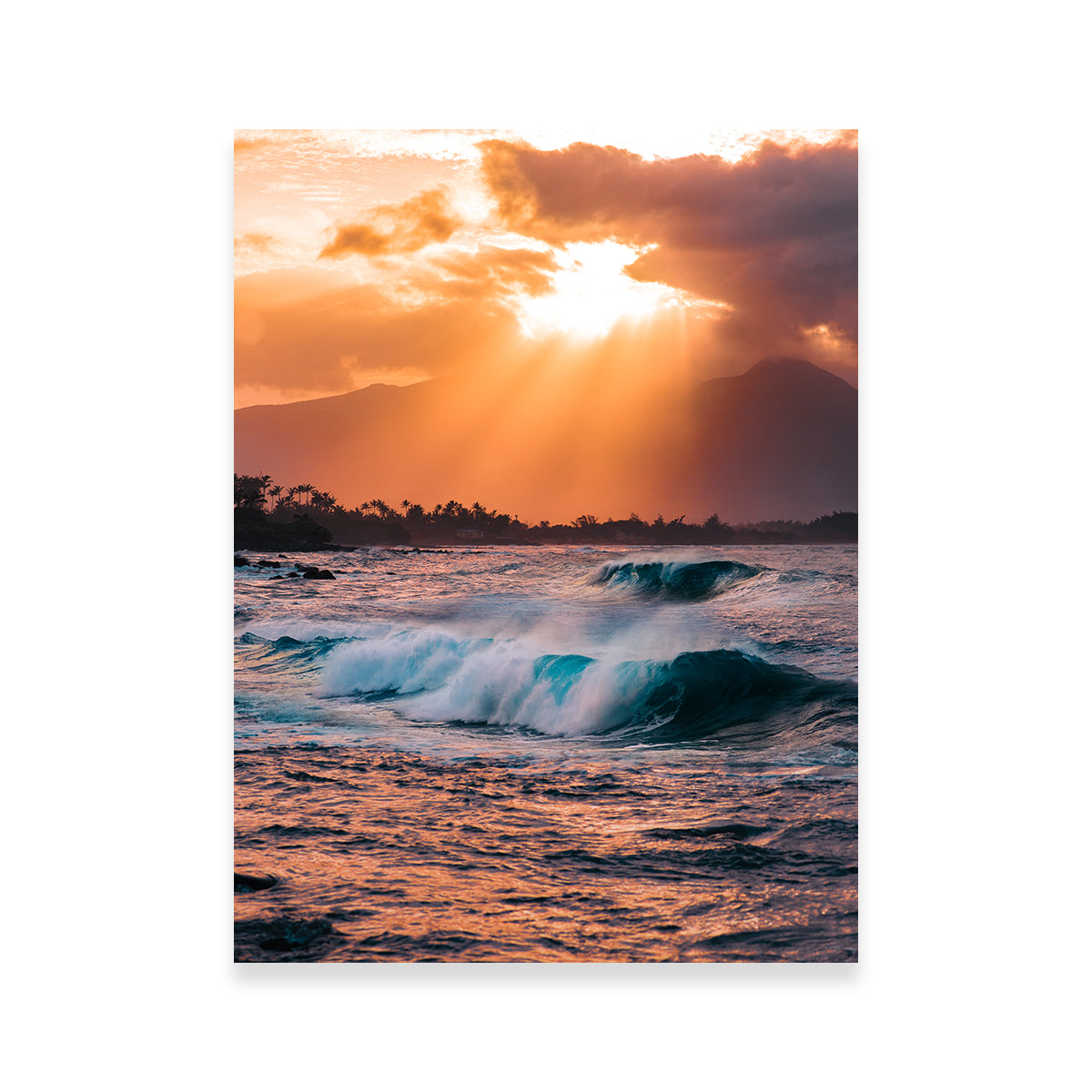 Waves at Sunset Wall Art