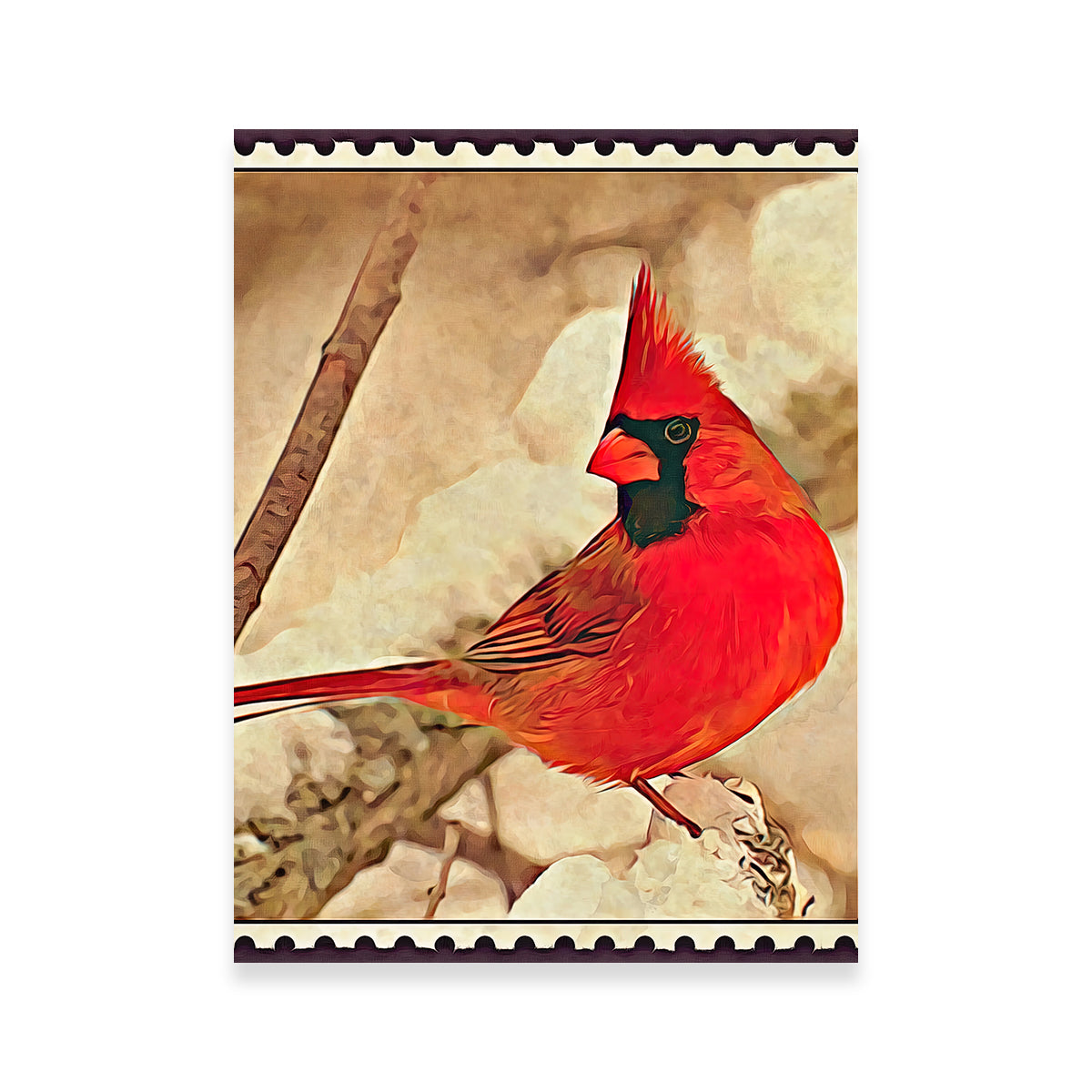 Cardinal Postage Stamp Wall Art