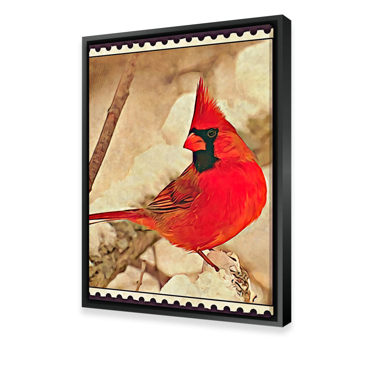 Cardinal Postage Stamp Wall Art