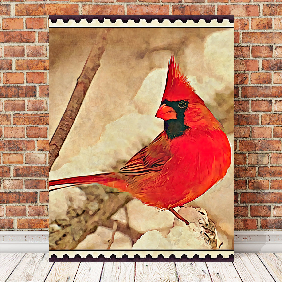 Cardinal Postage Stamp Wall Art
