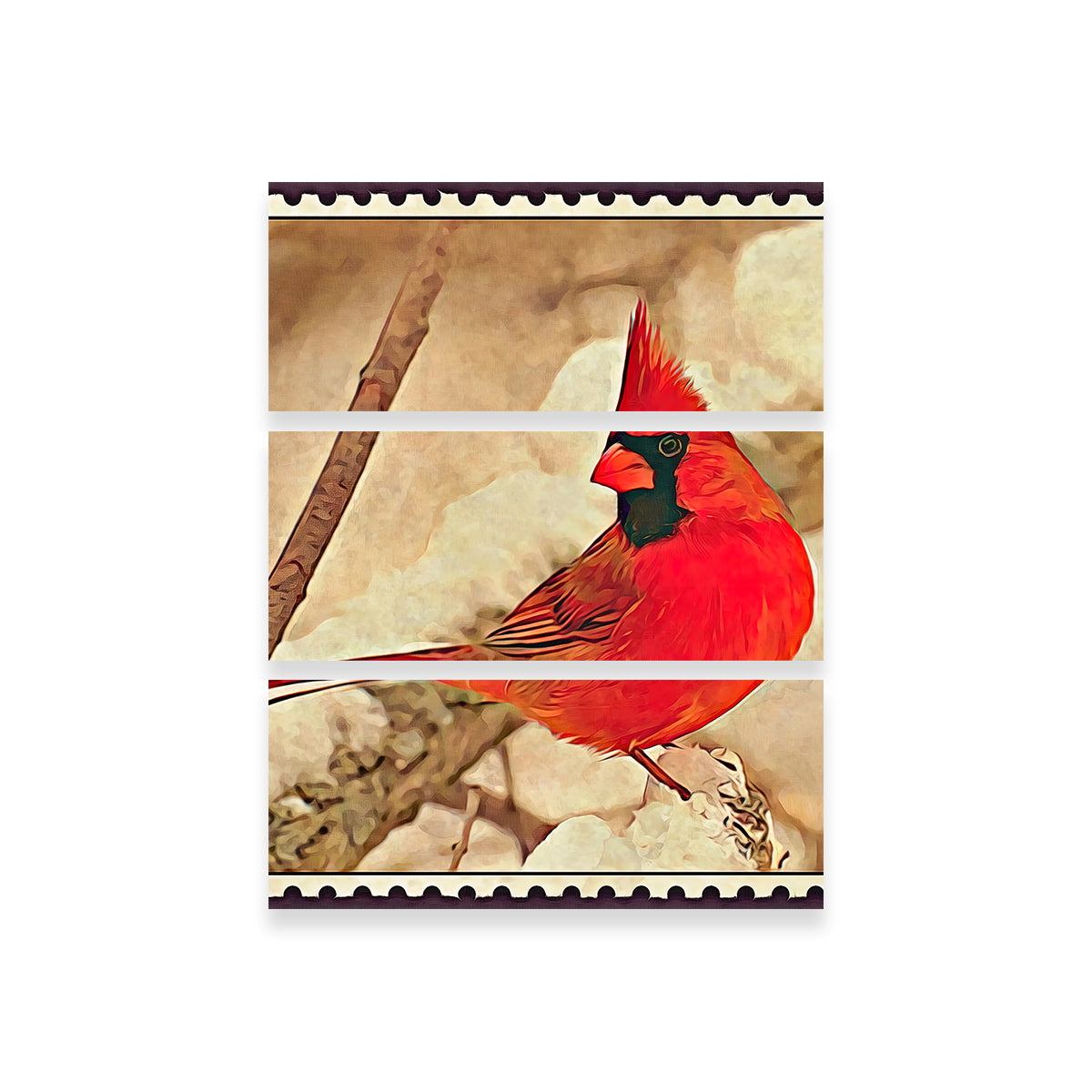 Cardinal Postage Stamp Wall Art