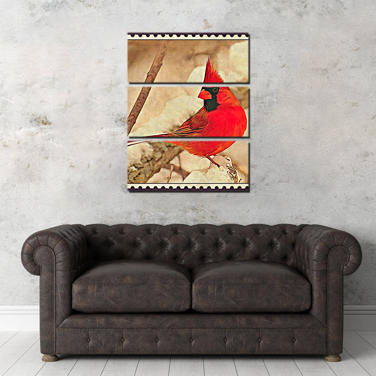 Cardinal Postage Stamp Wall Art