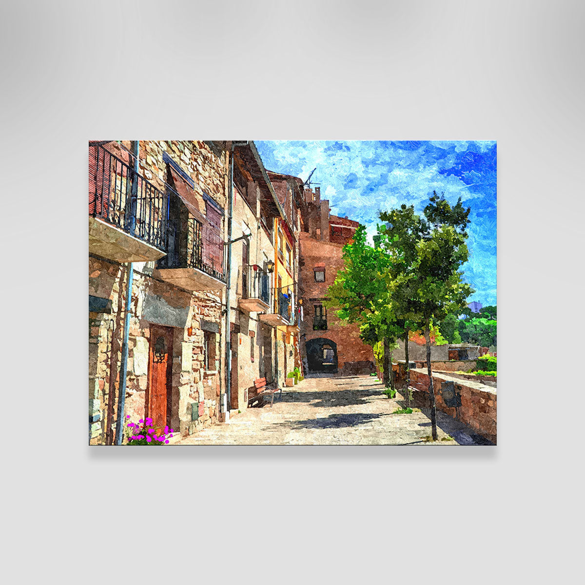 Colorful Village Street Wall Art