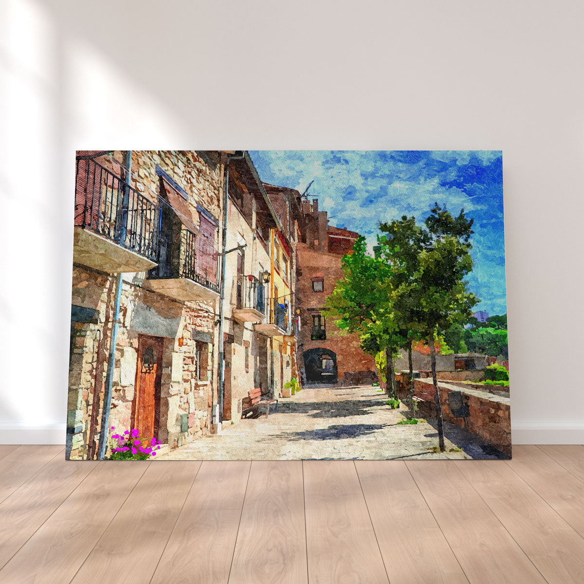 Colorful Village Street Wall Art