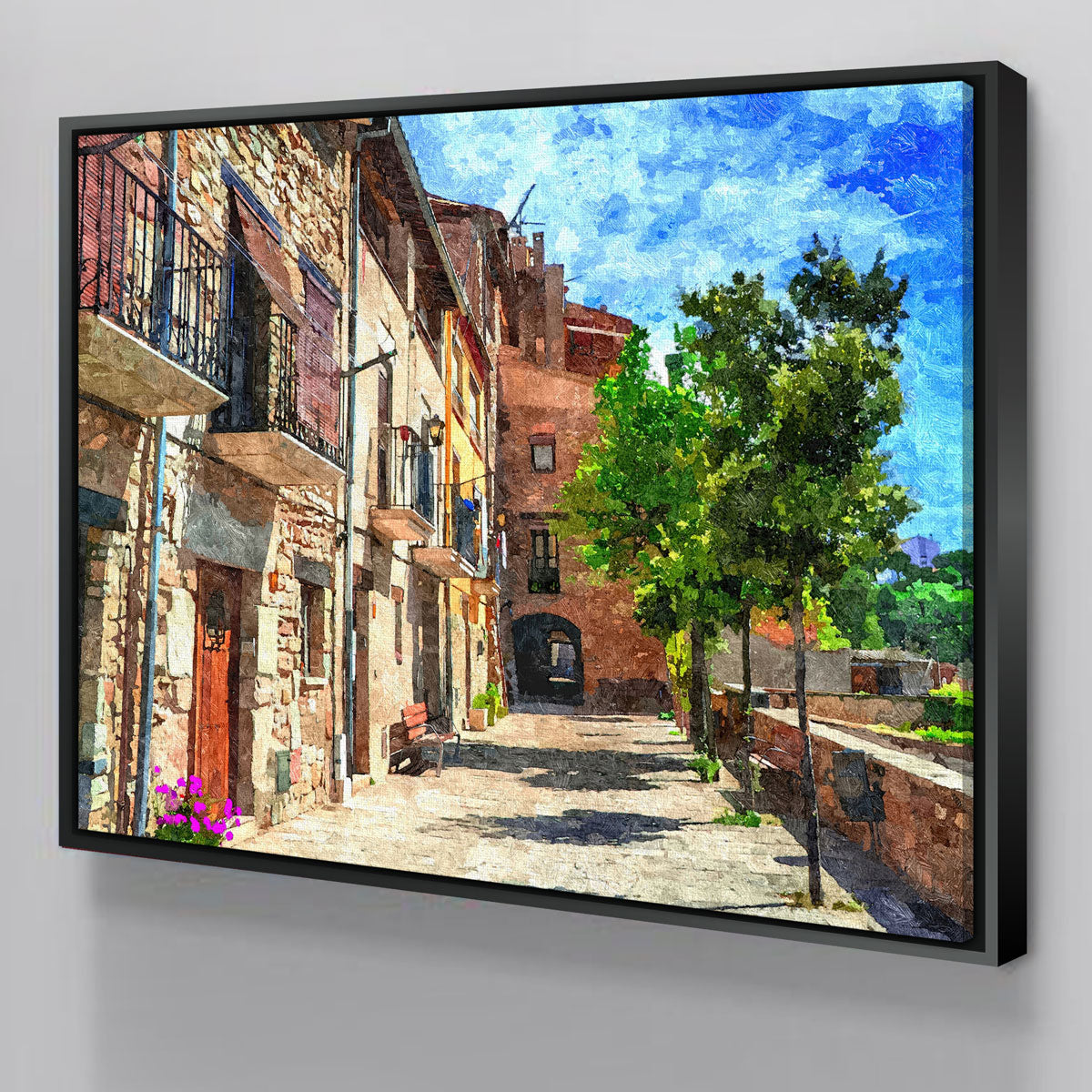 Colorful Village Street Wall Art