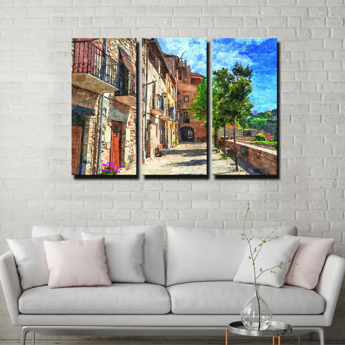 Colorful Village Street Wall Art