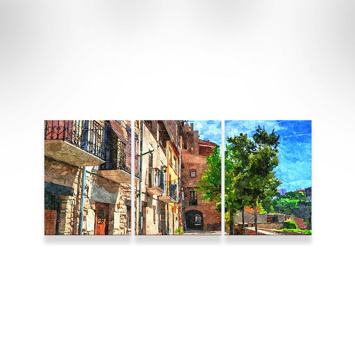 Colorful Village Street Wall Art