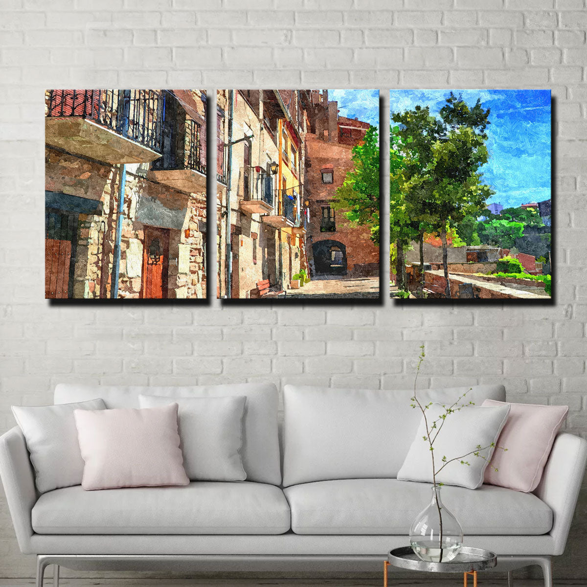 Colorful Village Street Wall Art