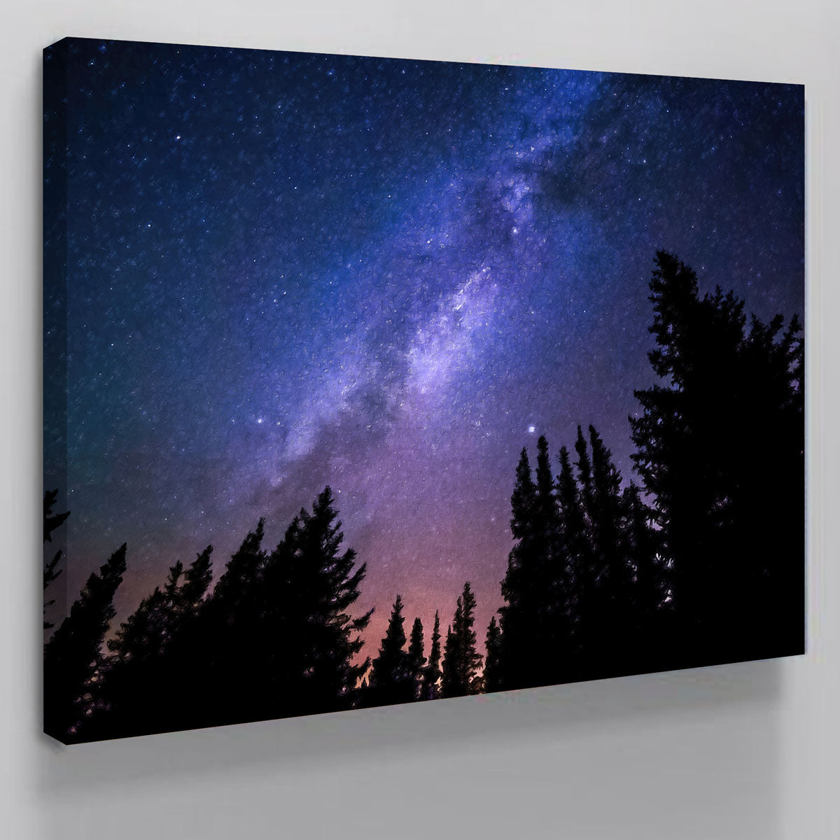 Conifers Reaching To Milky Way Wall Art