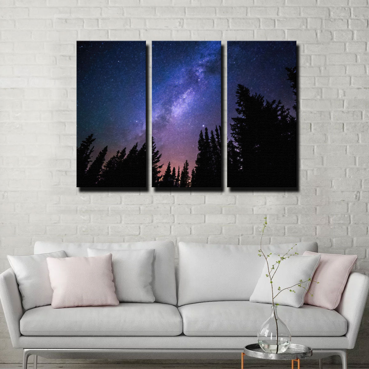 Conifers Reaching To Milky Way Wall Art