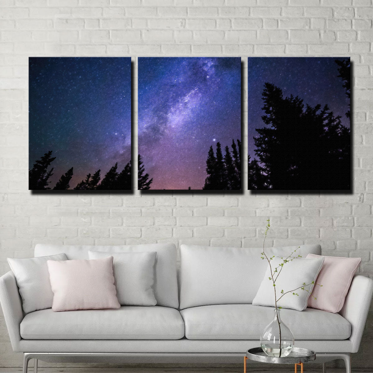 Conifers Reaching To Milky Way Wall Art