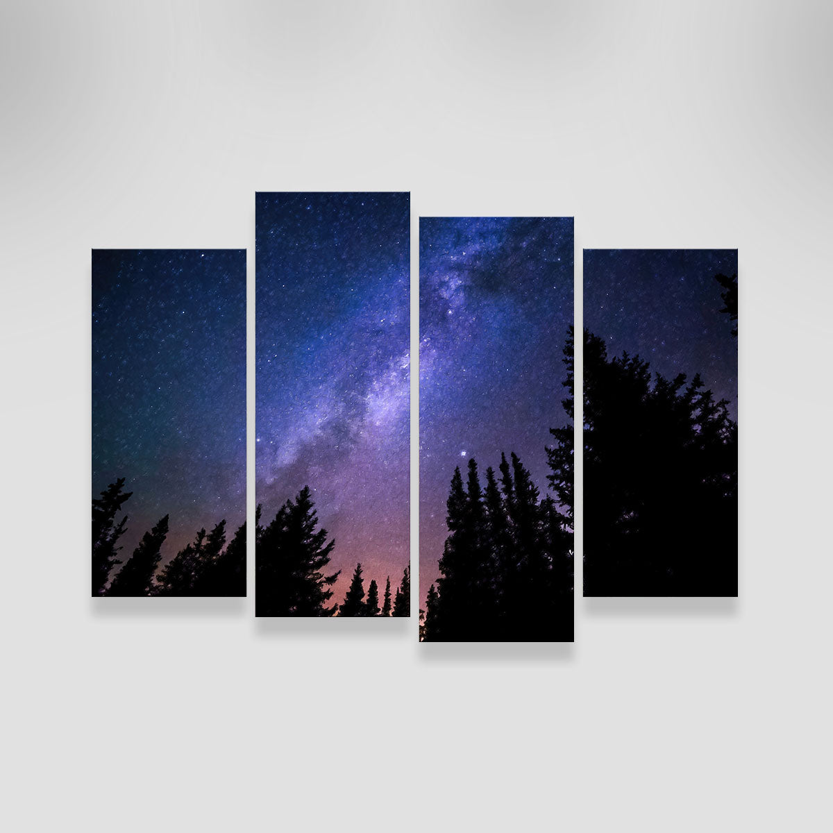 Conifers Reaching To Milky Way Wall Art