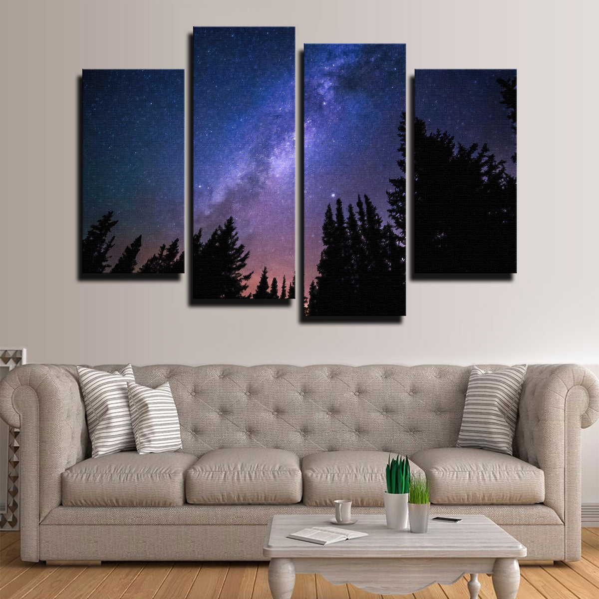 Conifers Reaching To Milky Way Wall Art