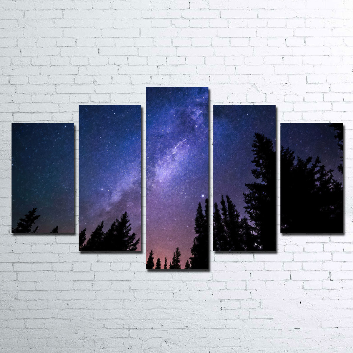 Conifers Reaching To Milky Way Wall Art
