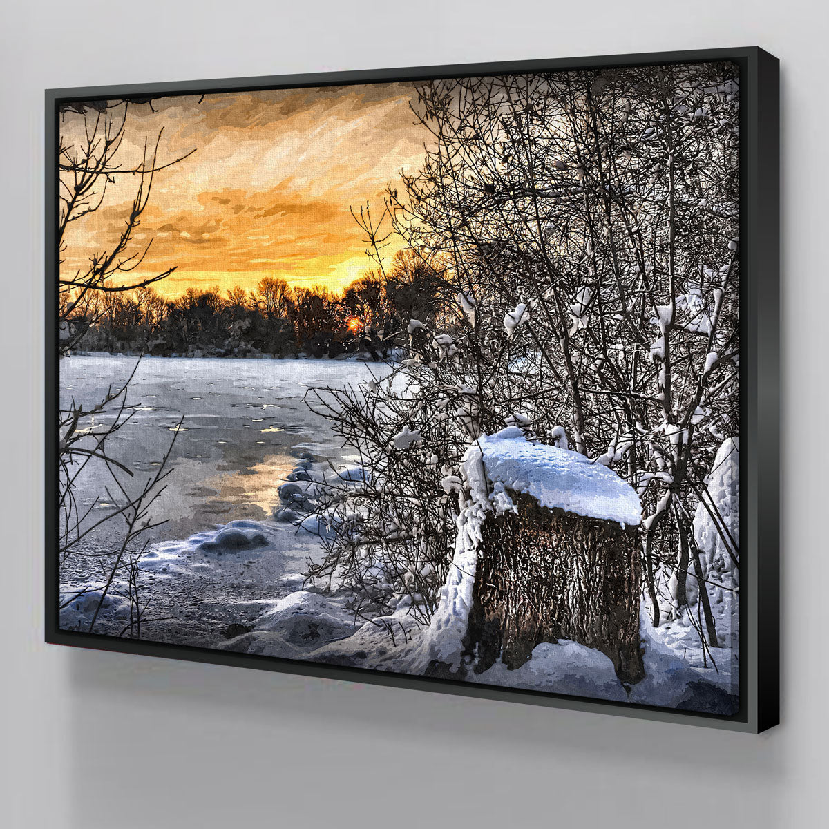 Frozen Lake At Sunset Wall Art