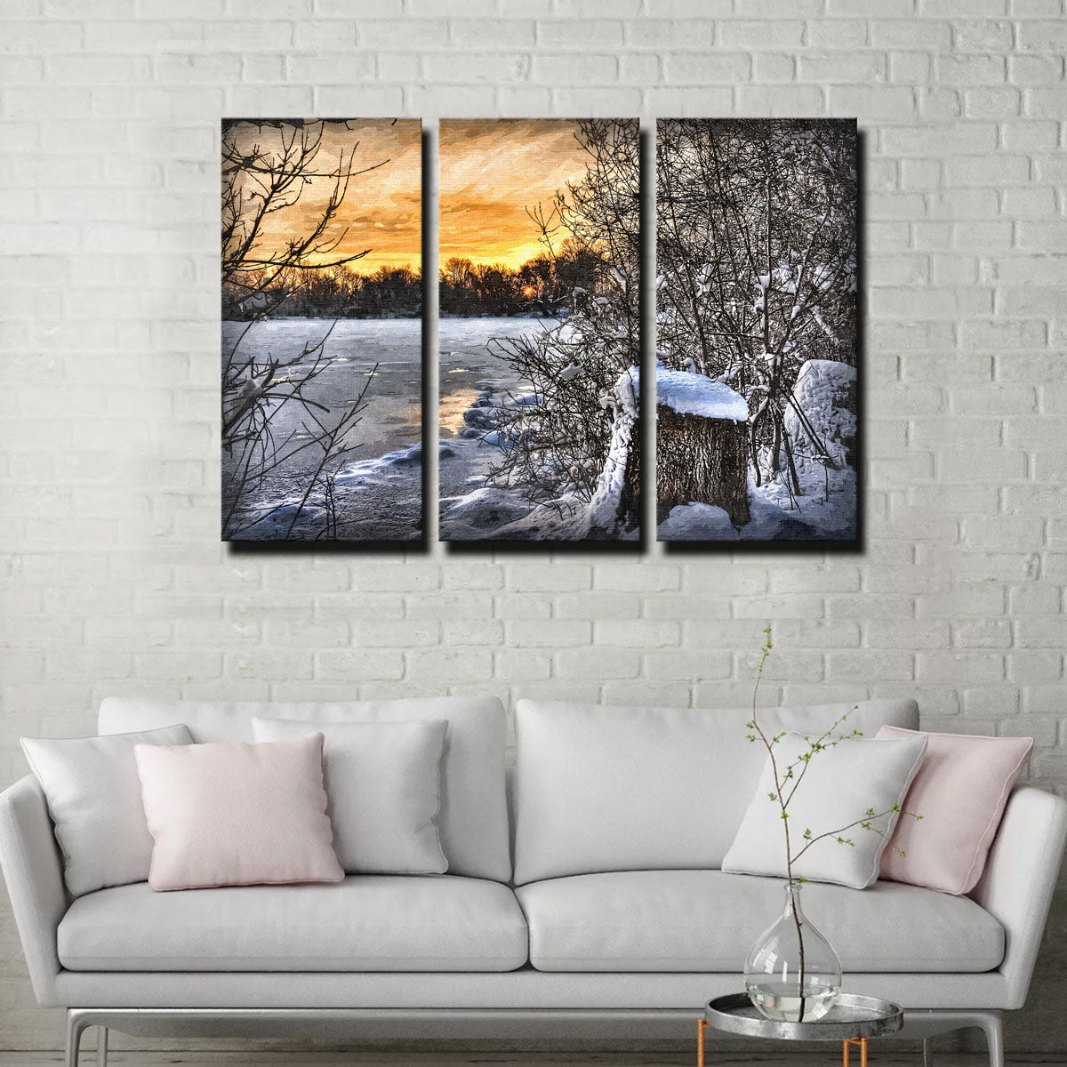 Frozen Lake At Sunset Wall Art