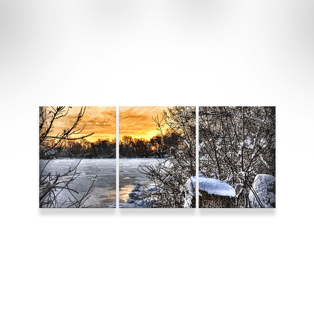 Frozen Lake At Sunset Wall Art