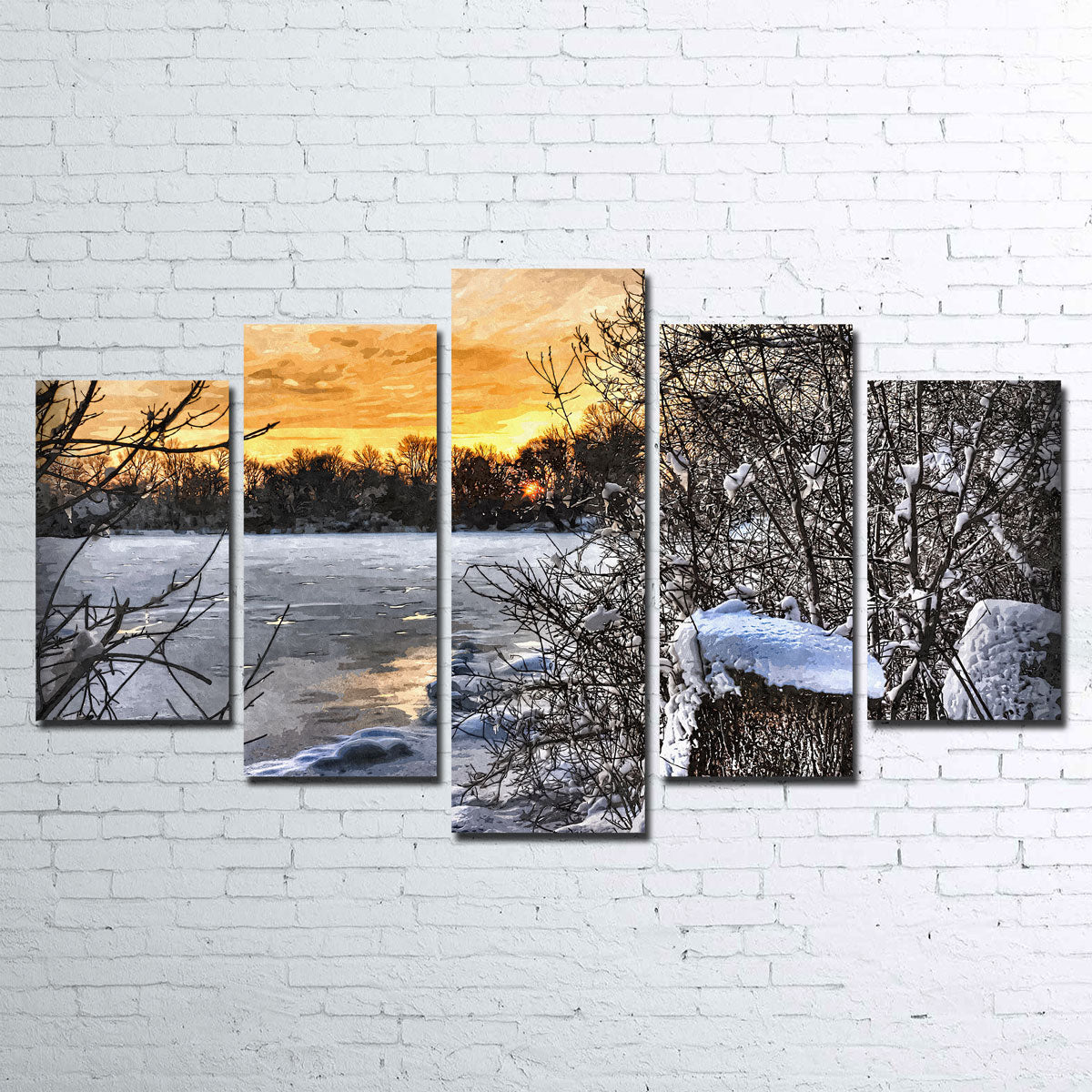 Frozen Lake At Sunset Wall Art