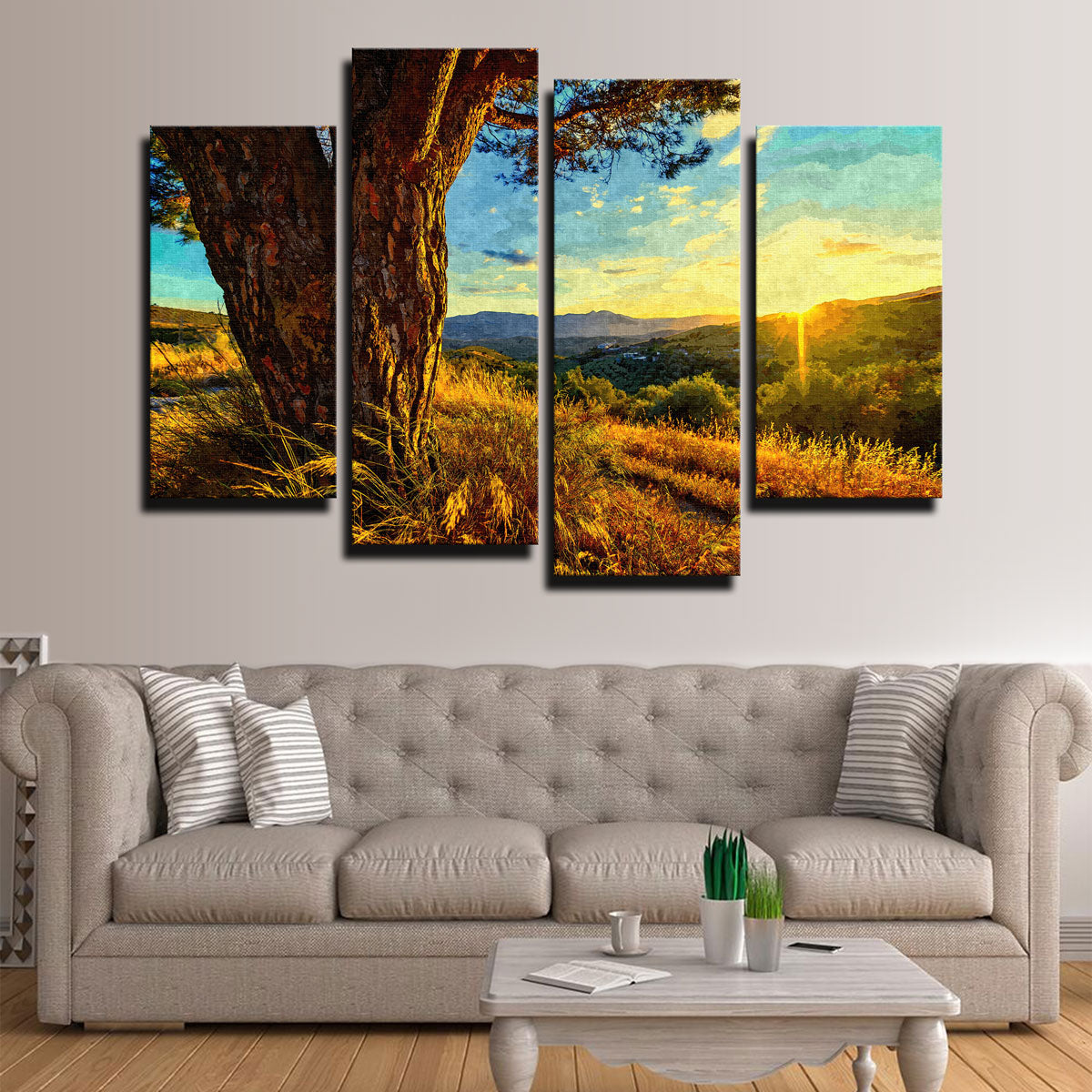 Gnarled Tree At Sunset- Wall Art