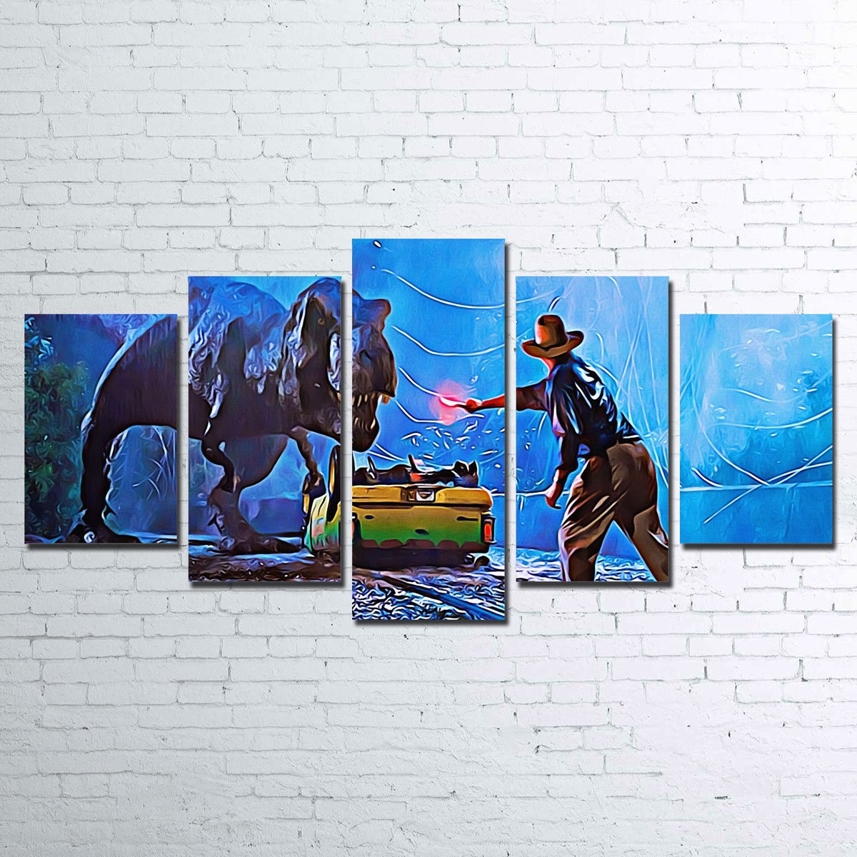 Jurassic Park Canvas Painting - 5 Panel Canvas Large Wall Art For Livi -  Ducicanvas