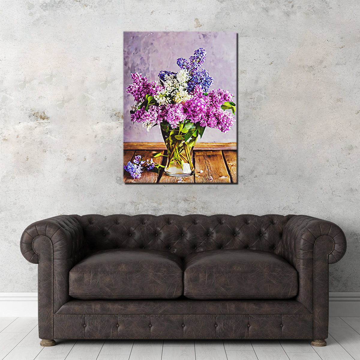 Lilacs in Glass Vase Wall Art