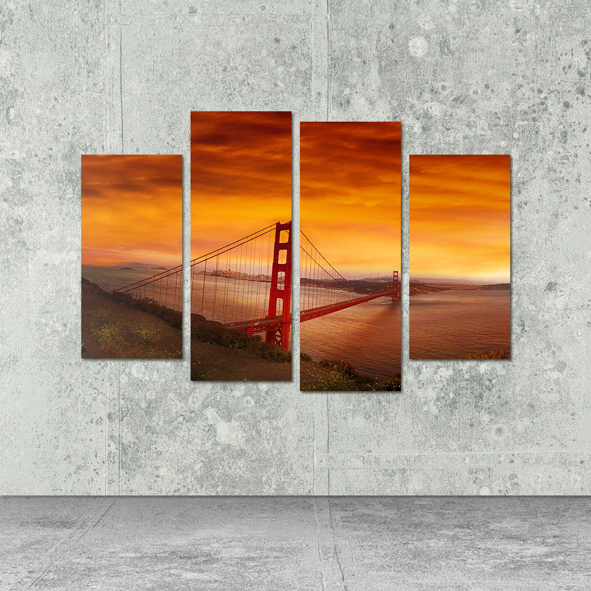 Golden Gate Bridge Sunset Wall Art