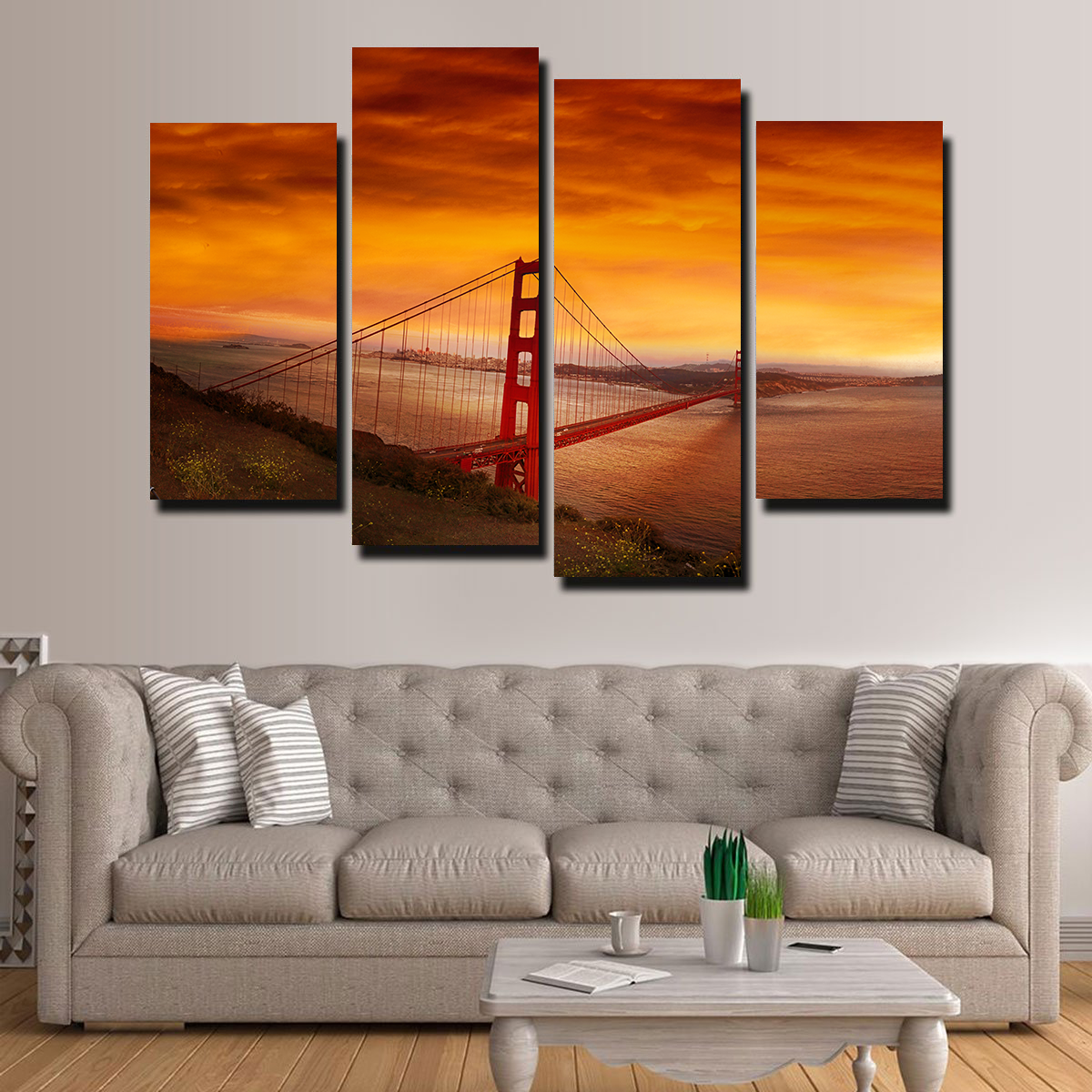 Golden Gate Bridge Sunset Wall Art