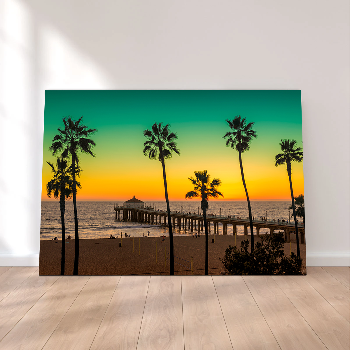 Palm Trees and Pier on Manhattan Beach Wall Art