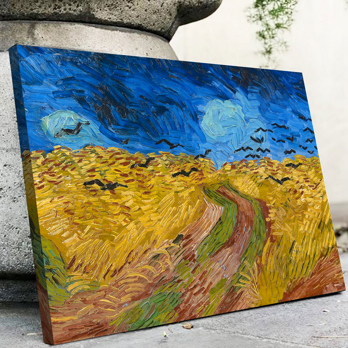 Korenveld met kraaien Wall Art