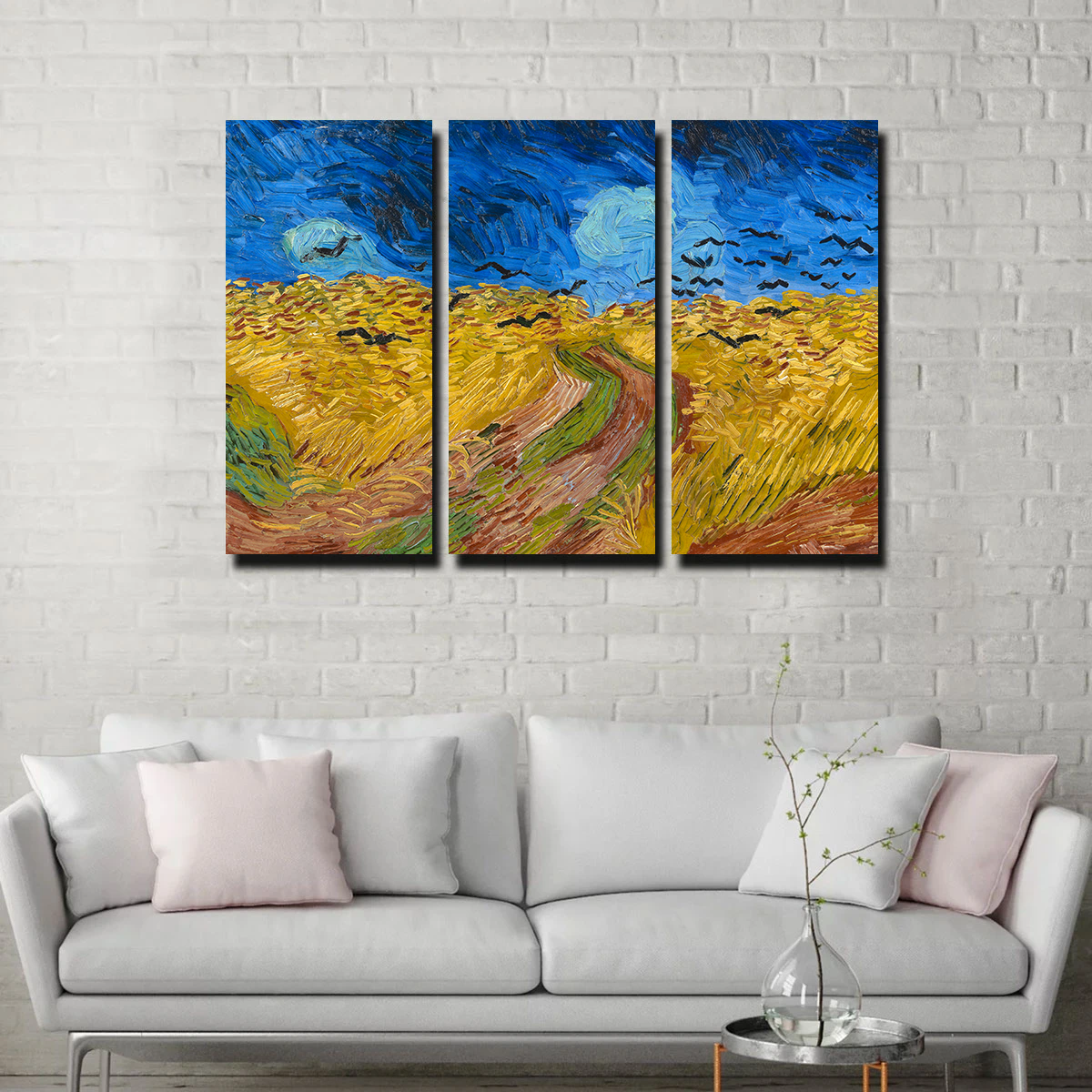 Korenveld met kraaien Wall Art