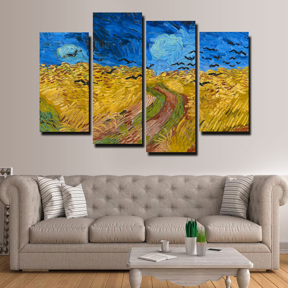 Korenveld met kraaien Wall Art